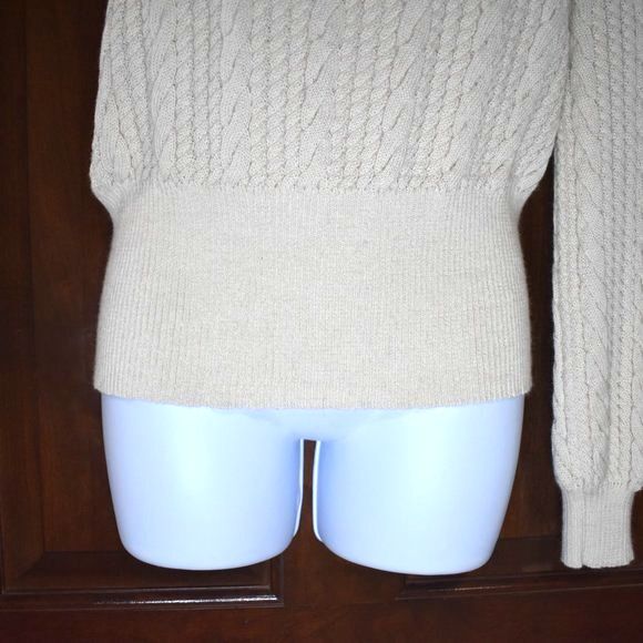 Parentezi One-Sleeve Cable Knit Sweater Small Off White Baby Alpaca Off-Shoulder - Picture 6 of 14